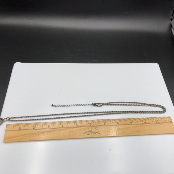 Glam Goth Gunmetal Textured Cross Pendant Necklace 35" Faceted Dark Silver Tone - Picture 6 of 8